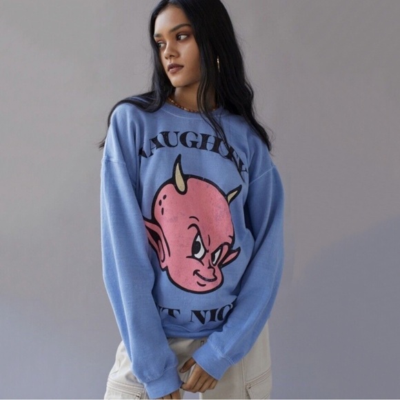 NWT Urban Outfitters Urban Renewal Naughty but Nice Distressed Sweatshirt - Picture 1 of 7